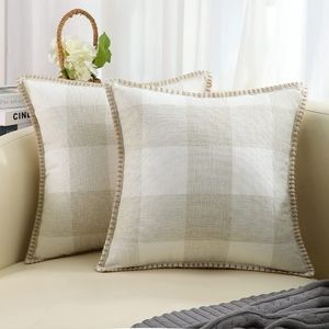 decorUhome Farmhouse Buffalo Plaid Check Pillow Covers 18 x 18